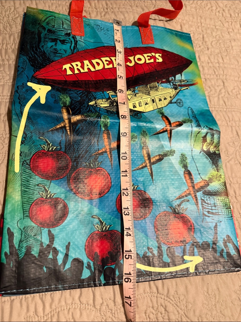 Trader’s Joes Reusable Bag in Blue with Red Handles - Picture 5 of 6